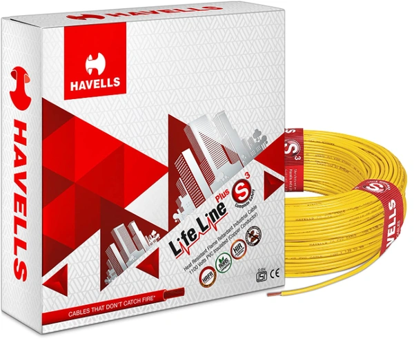 Havells Life Line Plus S3 2.5 sq mm PVC HRFR Cable  - 2.5 MM, Red, Black, Blue, Yellow, NA
